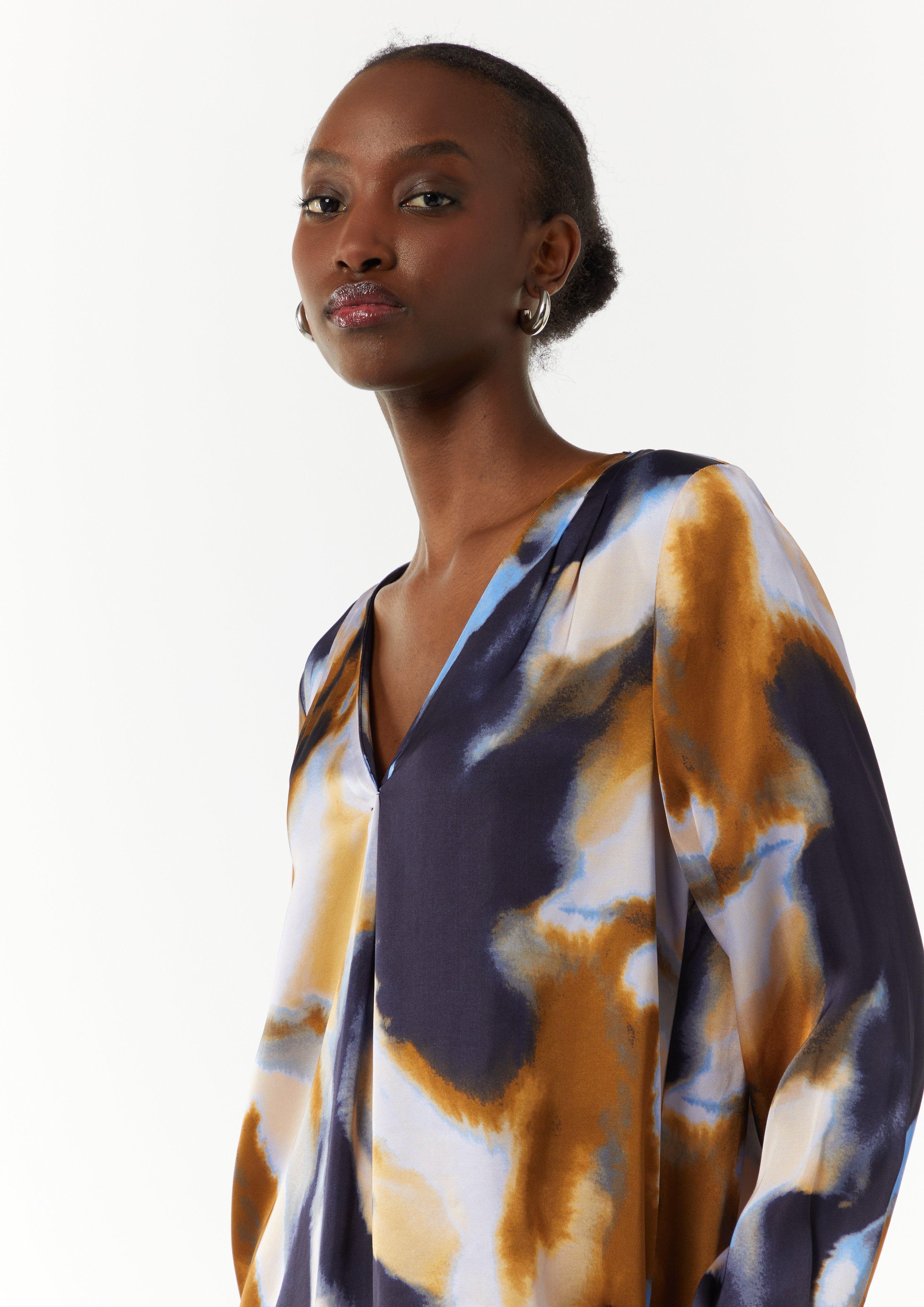 Satinbluse aus reiner Viskose - royalblau