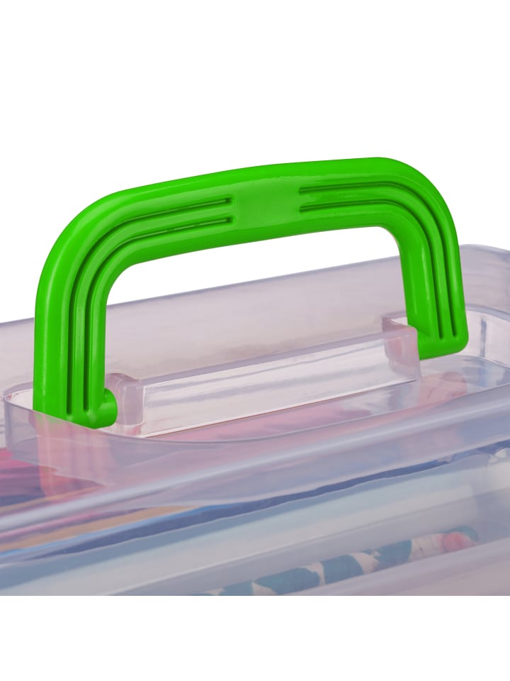 relaxdays Aufbewahrungsbox in Transparent/ Grün - (B)33 x (H)14 x (T)19,5 cm günstig kaufen onesize