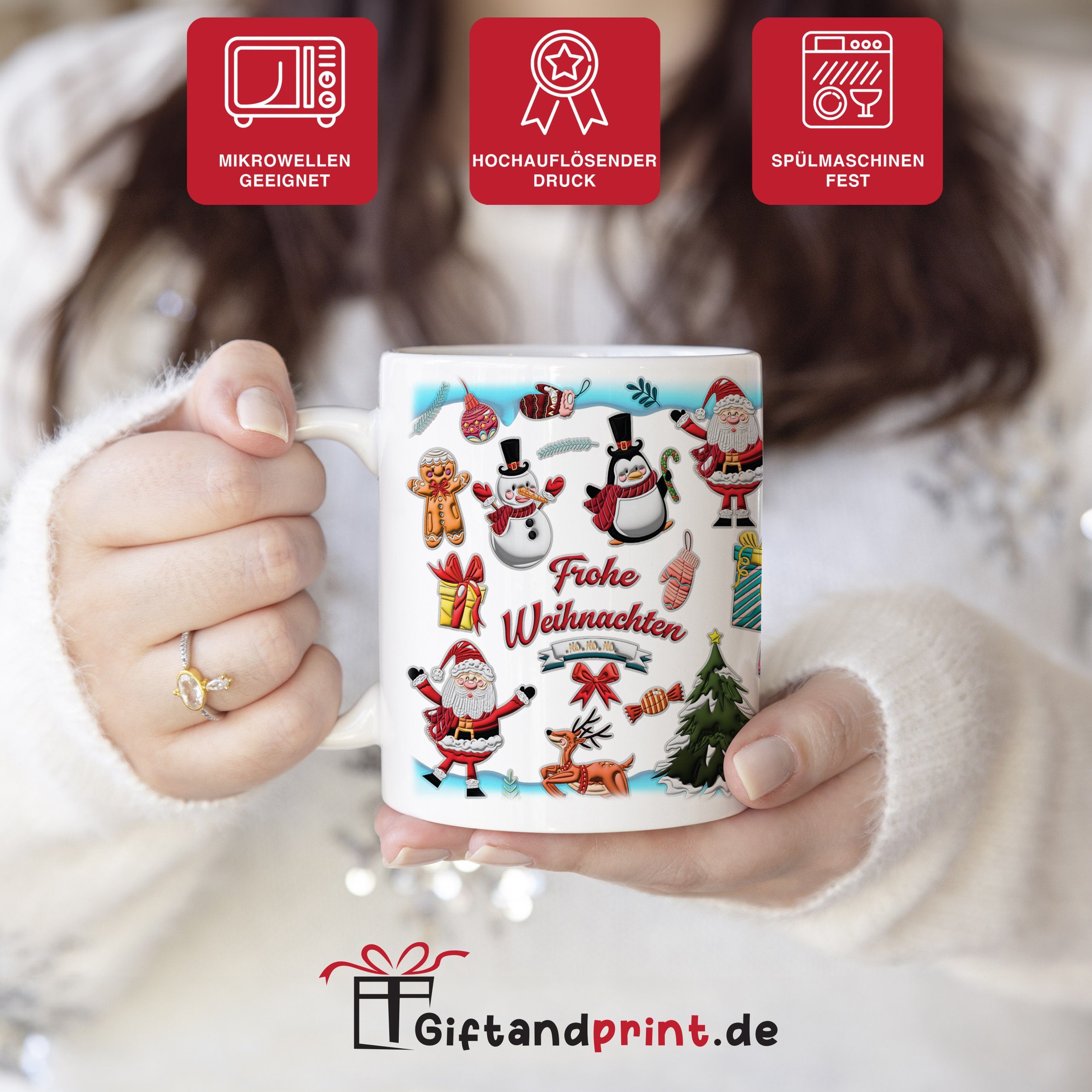 Giftandprint Tasse Weihnachtsdeko Weihnachten, Deko, Kaffeetassen Weihnachtsgeschenke, beidseitig, Spülmaschinen-/Mikrowellengeeignet, mit Geschenkbox