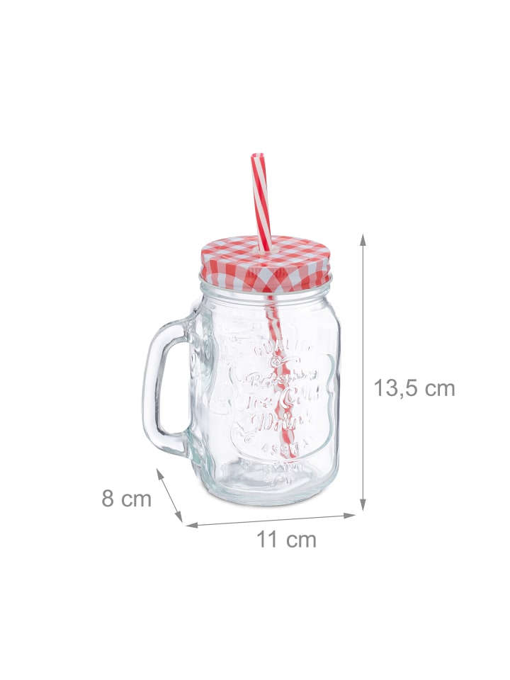 relaxdays 4 x Trinkglas in Transparent/ Bunt - 500 ml günstig kaufen onesize
