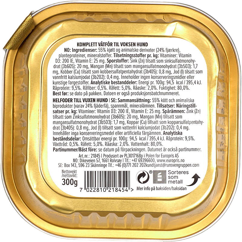 MaxDog Hundemat 300 g fugl pate MaxDog
