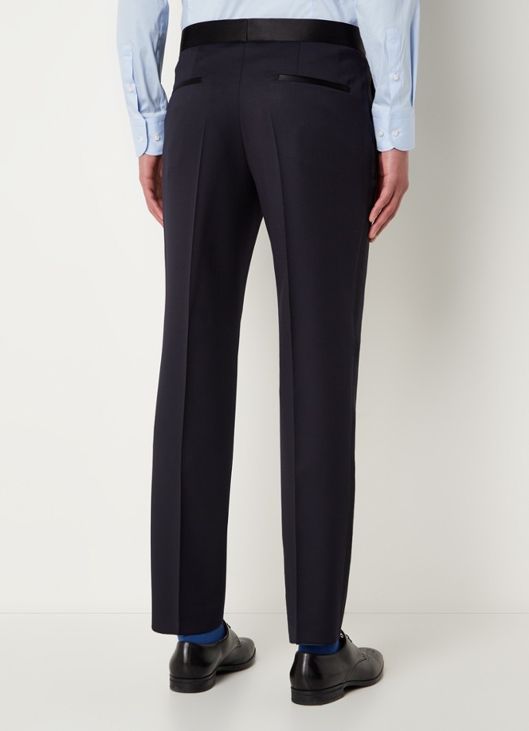 Pantaloni HUGO BOSS H-Genius-Tux-B1 din lână, cu croială slim și inserții contrastante din amestec de mătase.
