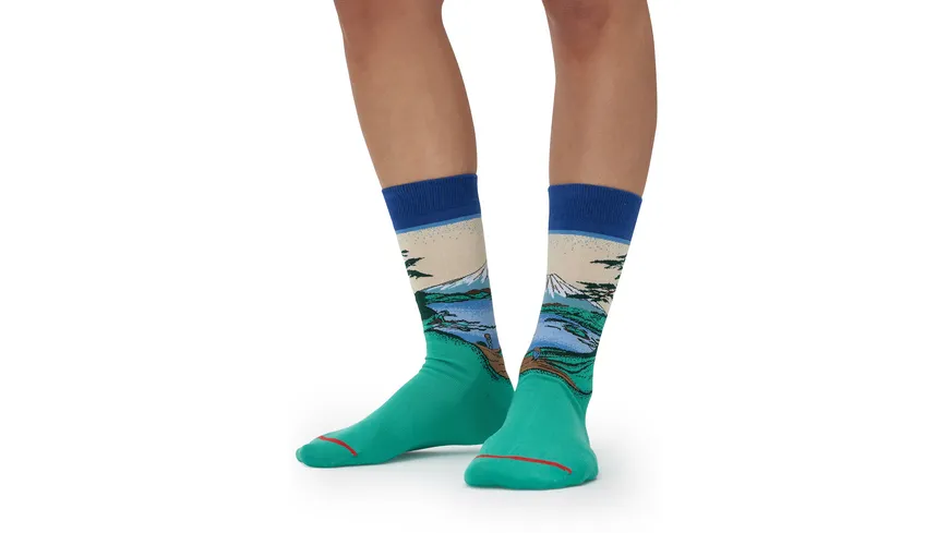 MuseARTa Unisex Socken Katsushika Hokusai - Mount Fuji blau