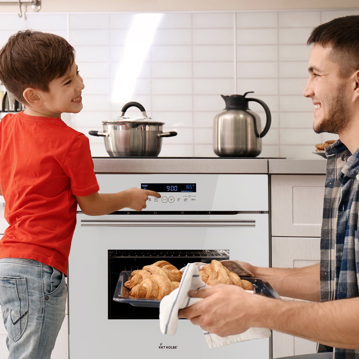 KKT KOLBE Einbaubackofen Backofen Elektroherd EB8015W, mit 2-fach Teleskopauszug, DampfClean, 60cm / 70 l / Heißluft / Touch / Teleskopauszüge / Selbstreinigung