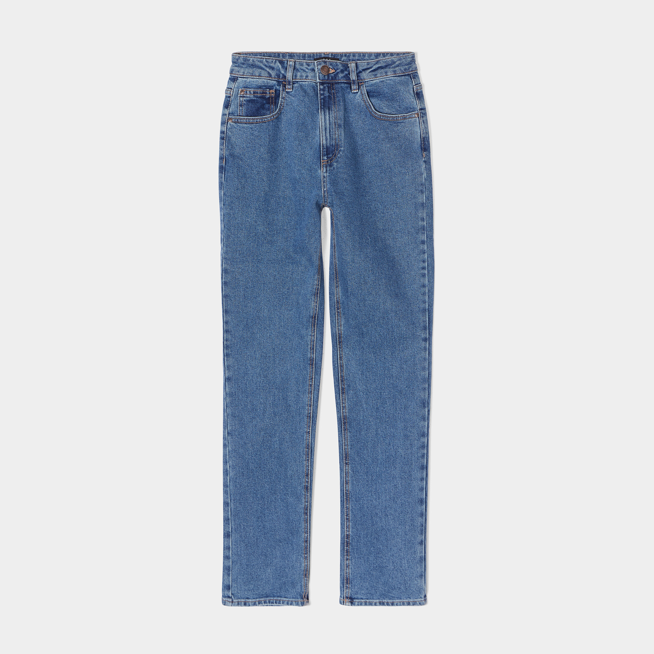 Jeans droit taille haute denim stone femme | La Halle