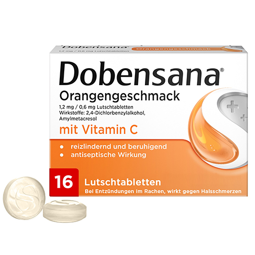 DOBENSANA Orangengeschmack 1,2mg/0,6mg Lutschtabl.  16 St  Lutschtabletten
