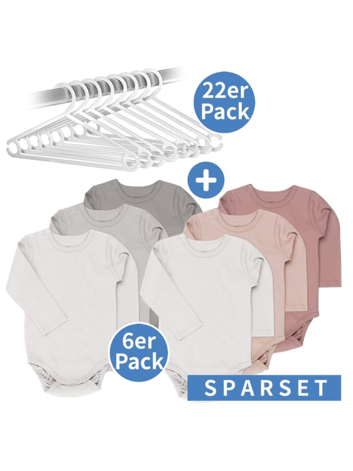 LaLoona Body-Sparset Langarm inkl. Kleiderbügel - Beere Grau in rosa,grau günstig kaufen