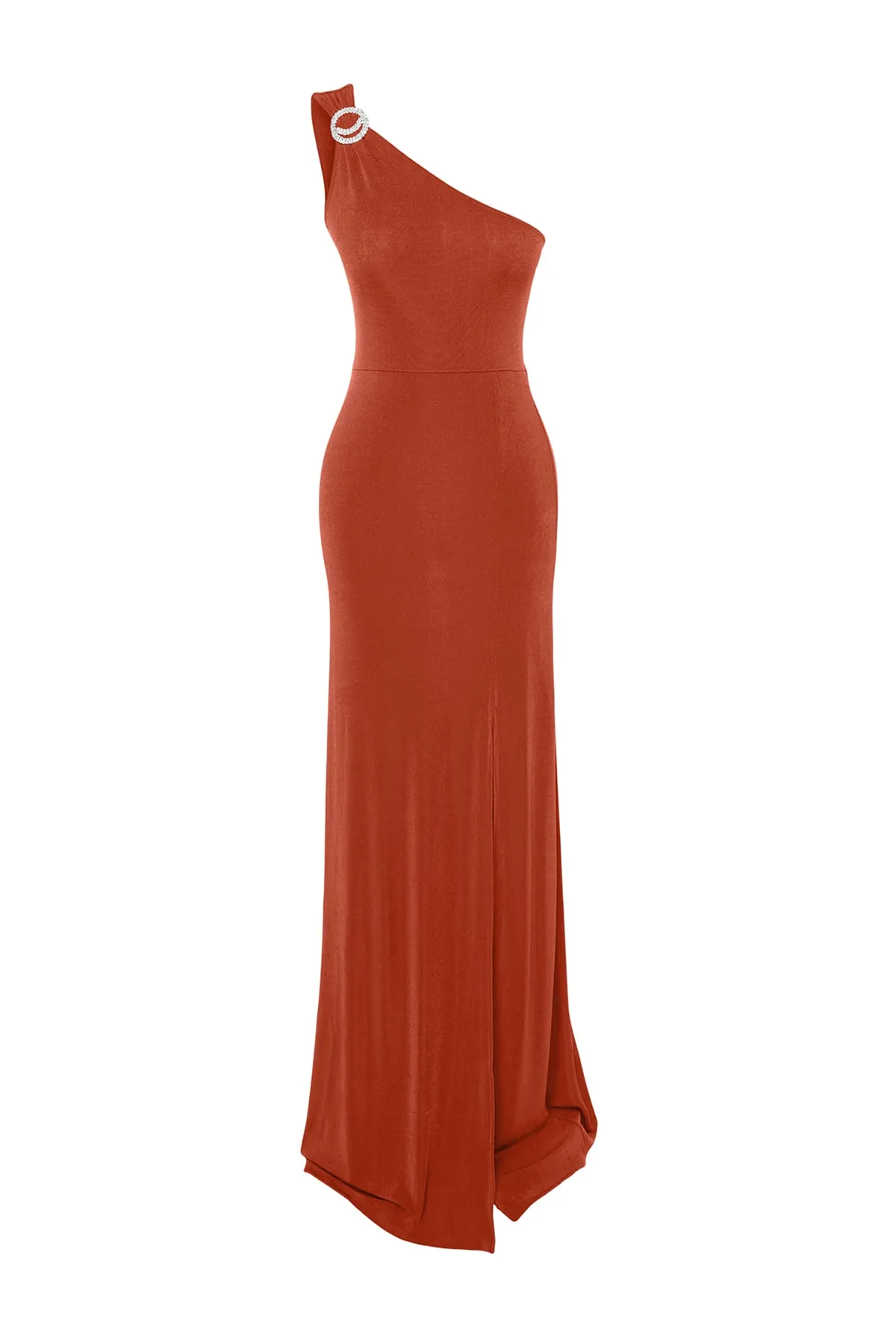 Trendyol Collection  Langes Abendkleid mit Zimt-Strick-Glitzer-Accessoires TPRSS23AE00014