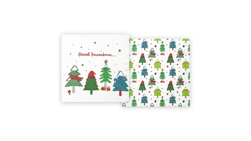 Home-Fashion Serviette Oh Tannenbaum Mixed Pack 25x25cm weiß