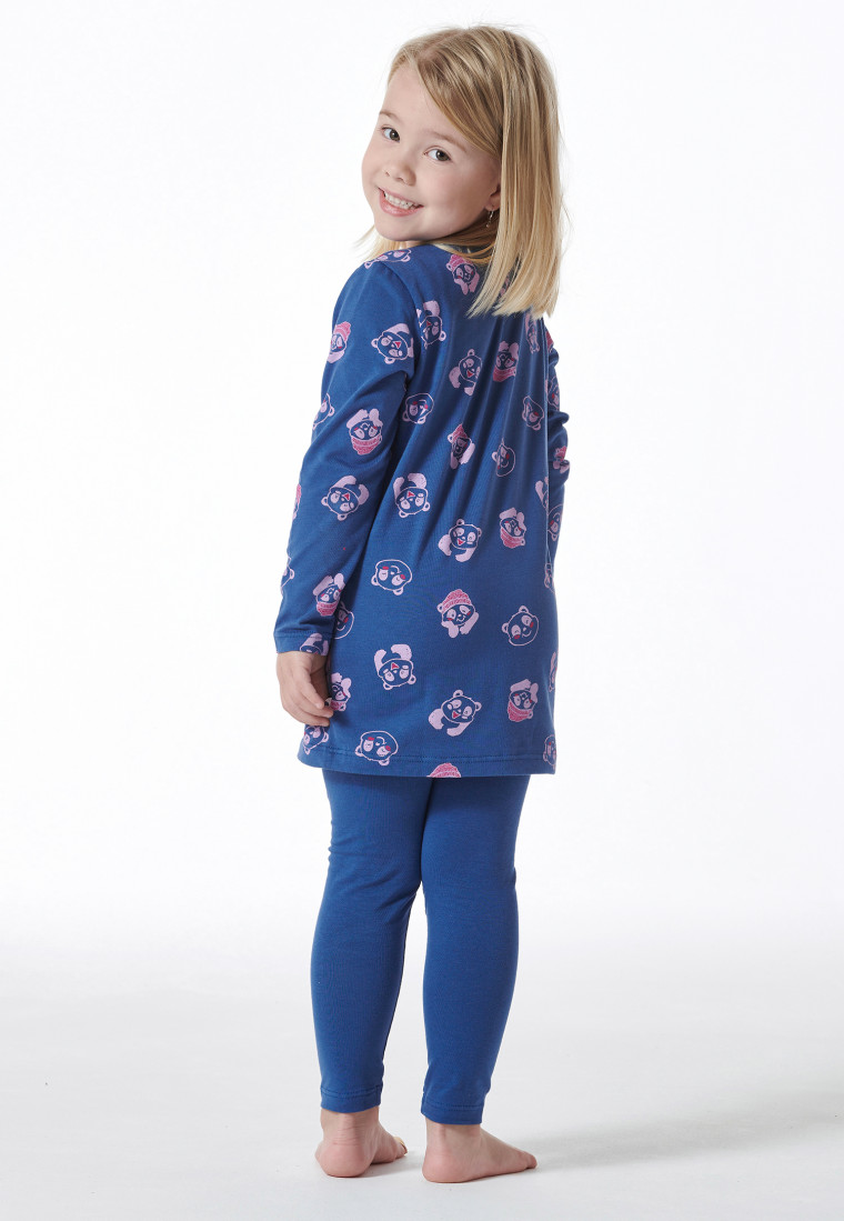 Schlafanzug lang Organic Cotton Leggings Panda blau - Girls World