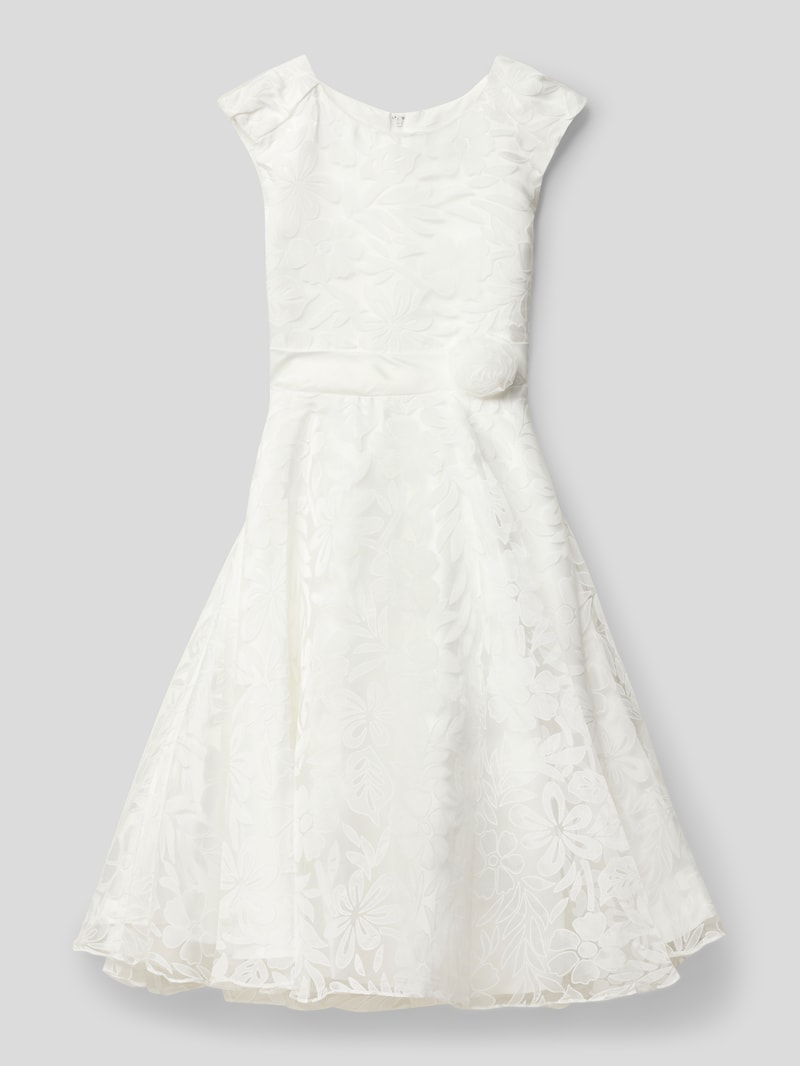 Kleid mit Rundhalsausschnitt in ecru