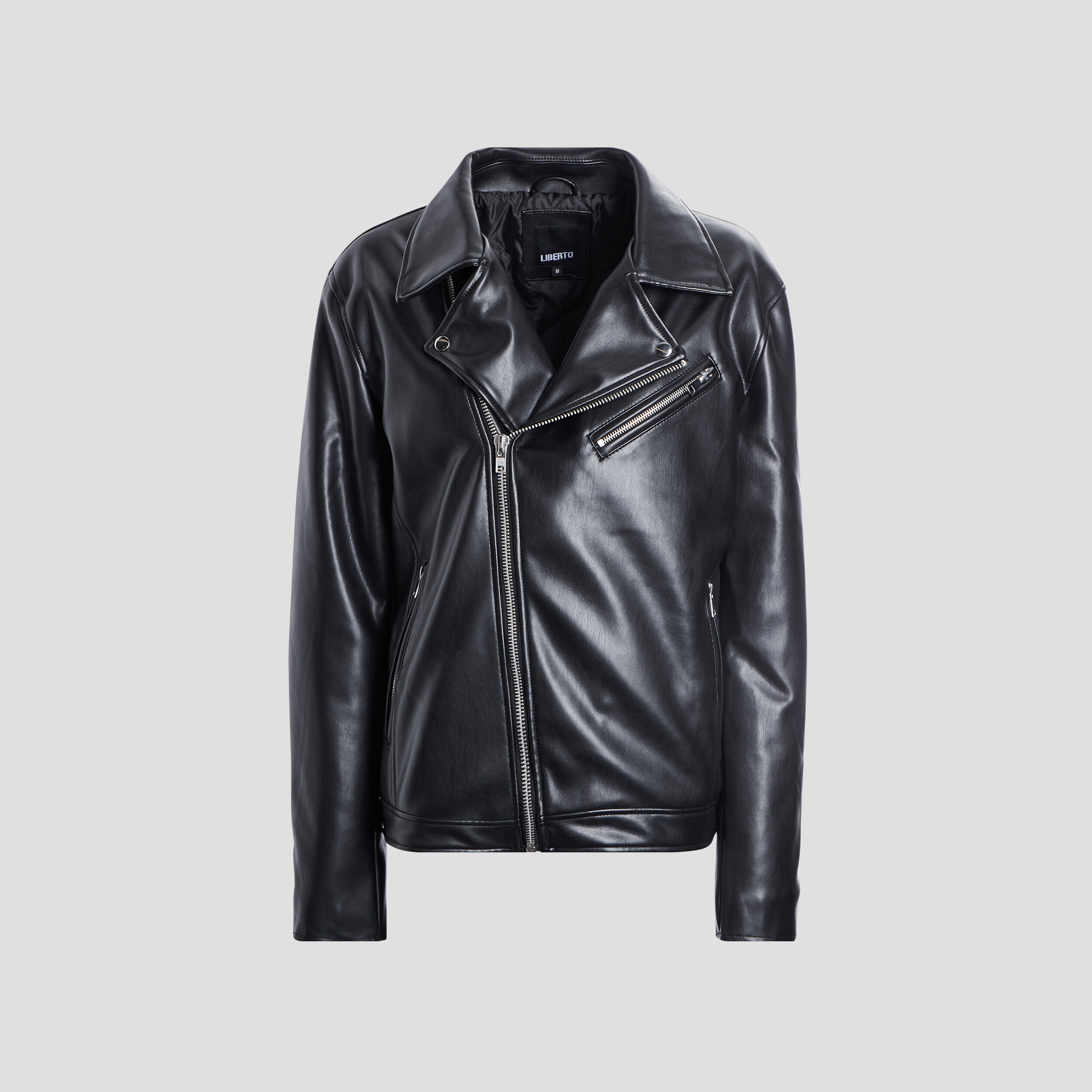 Veste style biker simili cuir zippée noir homme | La Halle