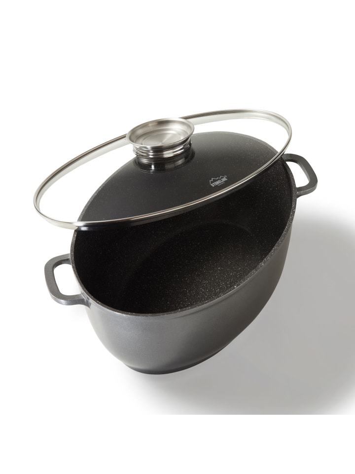 Stoneline Bräter Schmortopf Oval 39x26 cm | mit Deckel in Grau günstig kaufen onesize