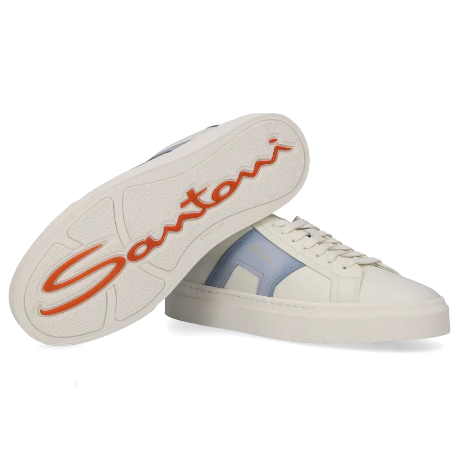 Santoni - Sneaker low DOUBLE BUCKLE Kalbsleder - weiß