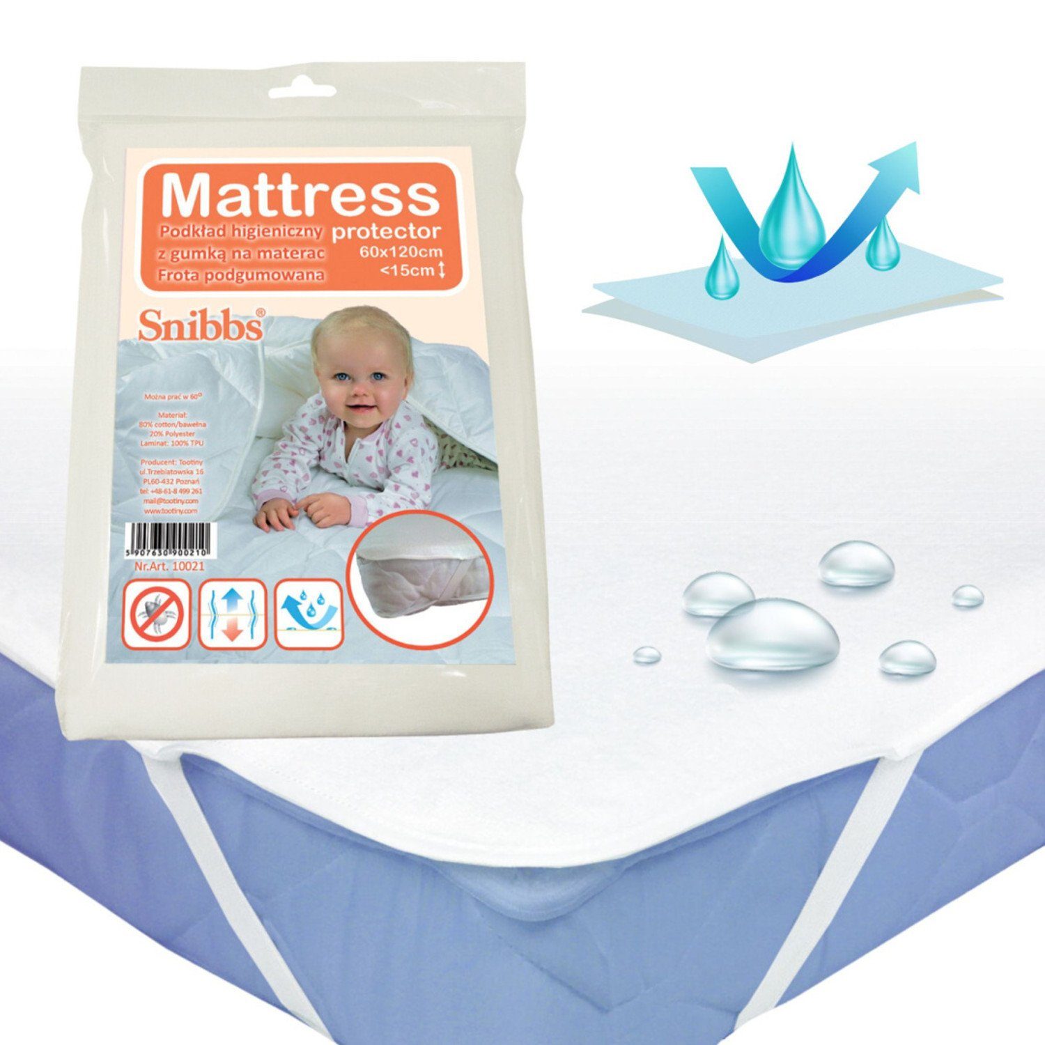 Matratzenschutzbezug Snibbs, Hygieneauflage mit Gummizug für Matratze