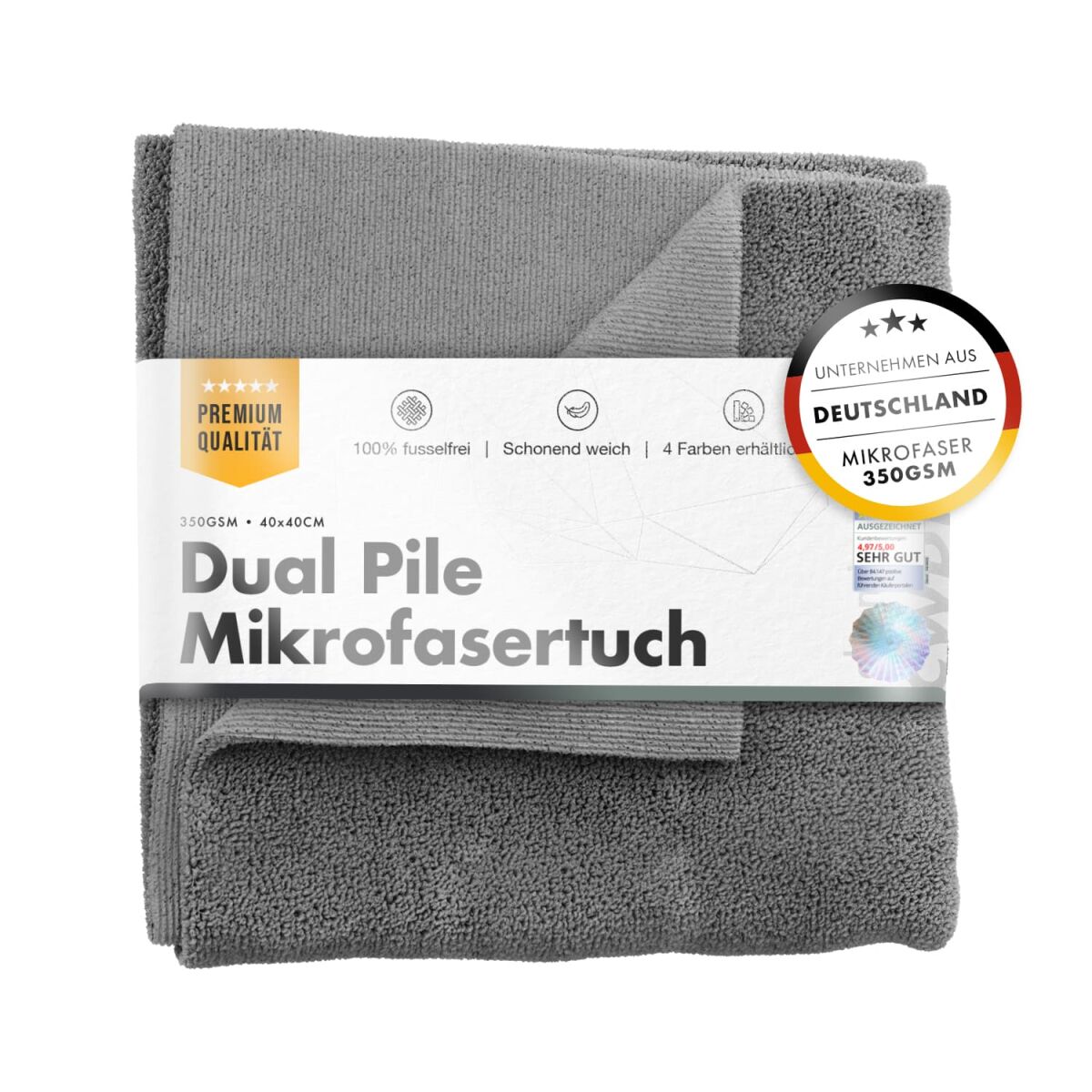 chemicalworkz Dual Pile Towel 350GSM Grau Allzwecktuch 40×40cm