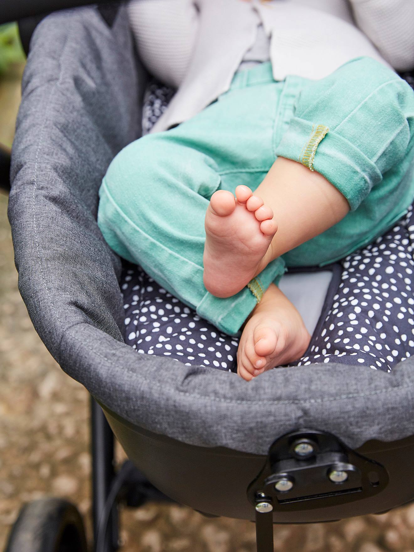 Vertbaudet Kinderwagen-Sitzauflage Oeko-Tex - wollweiß/anthrazit