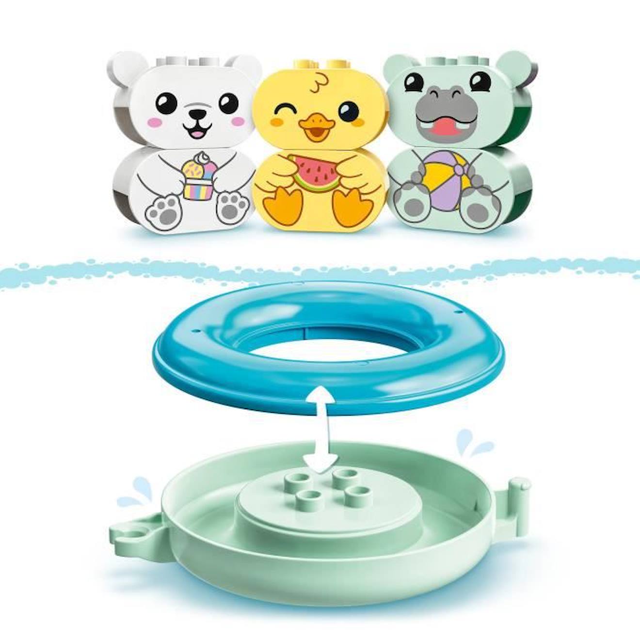 LEGO® 10965 DUPLO Jouet de Bain : Le Train Flottant des Animaux, Set Baignoire pour Bébés et Enfants 1.5+ Ans avec Canard noir