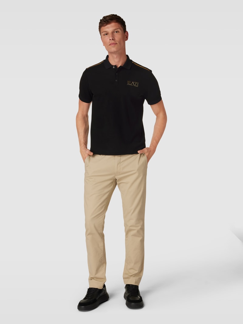 Poloshirt mit Label-Print in schwarz