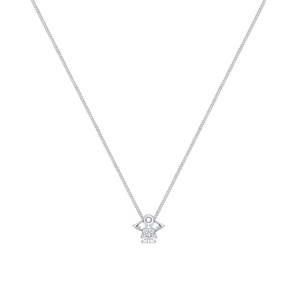 Elli Elli Collier Femme Ange avec Cristal Enfant - (925/1000) Argent collier