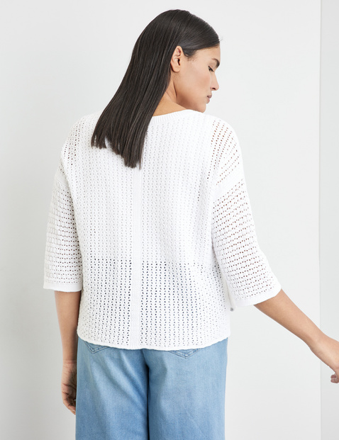 3/4 Arm Pullover aus Lochstrick