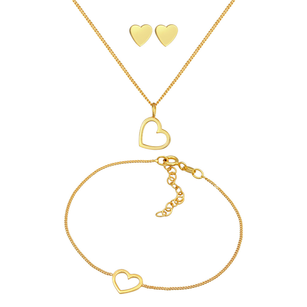 Elli Elli Ensemble de Bijoux Boucles d'oreilles cloutées pour femmes Pendentif coeur A Bijoux