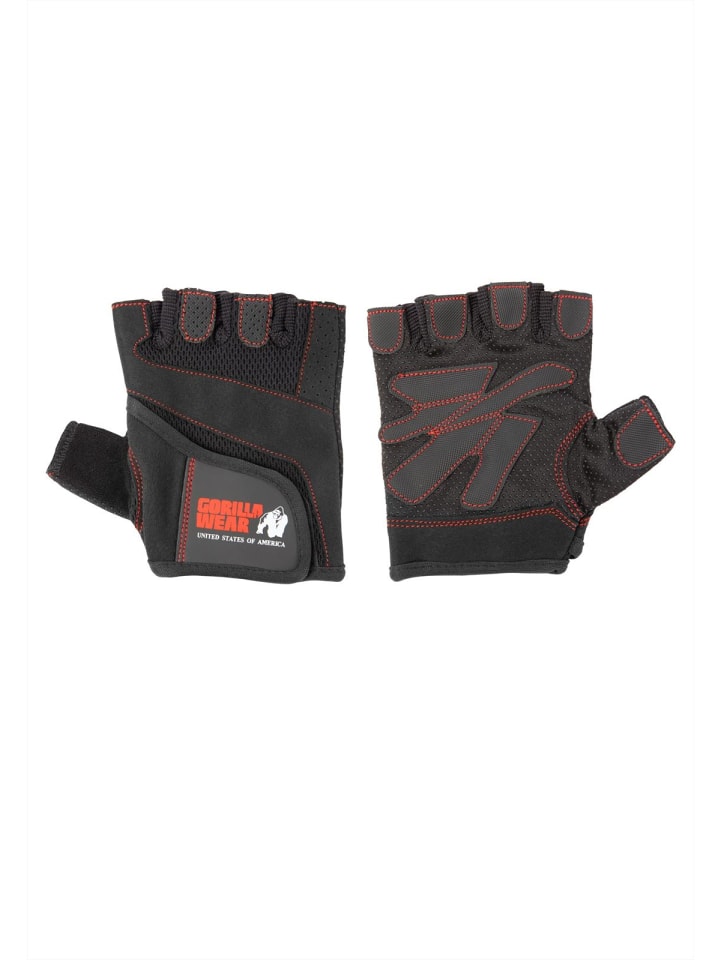 Gorilla Wear Fitness-Handschuhe für Damen - Schwarz/rot genäht günstig kaufen