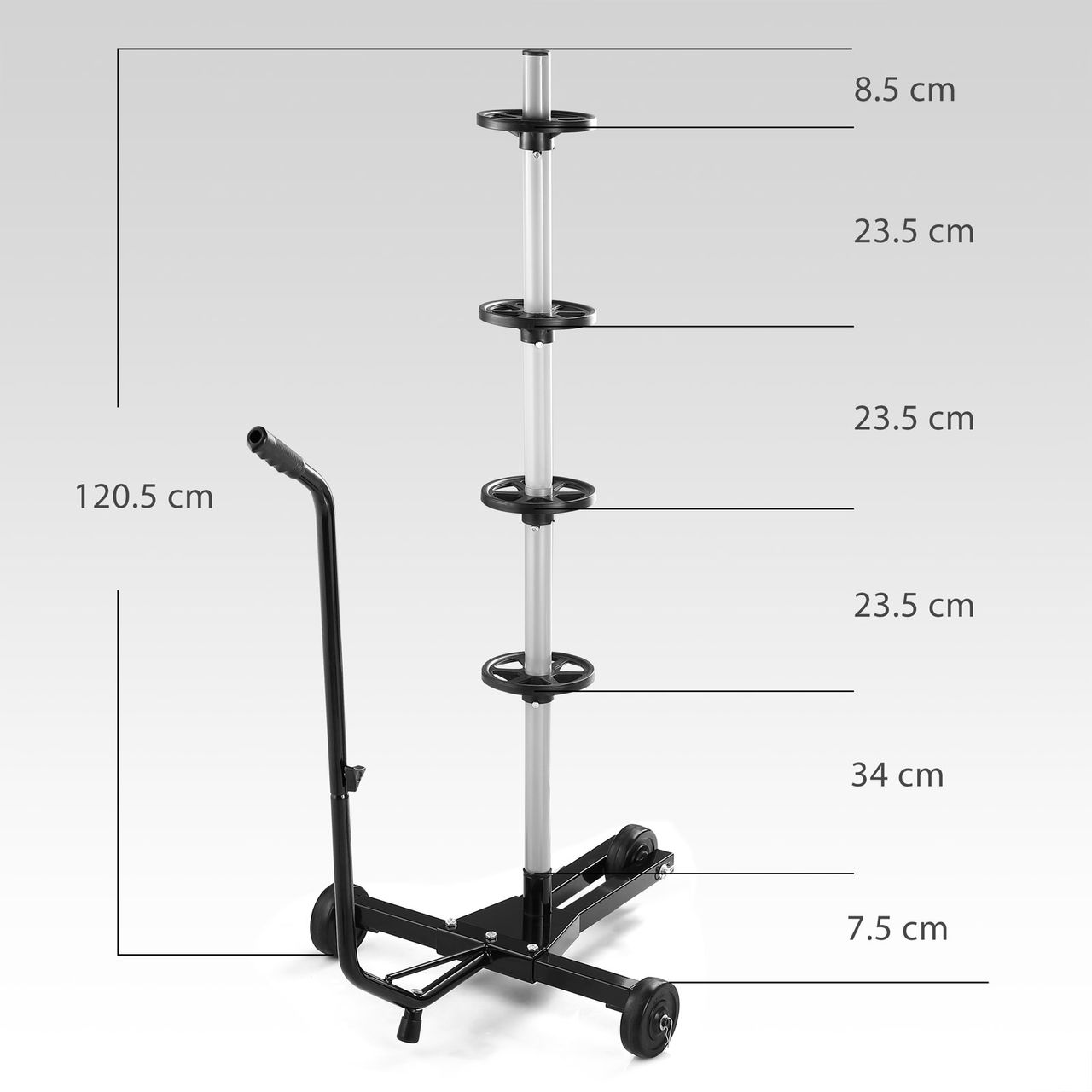 Casaria monzana® Felgenbaum Schwarz Alu bis 225mm fahrbar