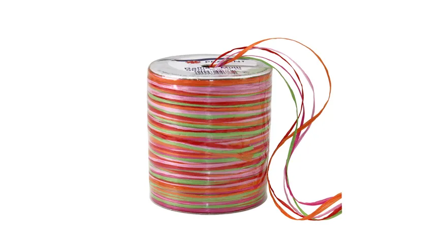 PRÄSENT Raffia Multicolor-Rolle pink, rosa und grün 50 m
