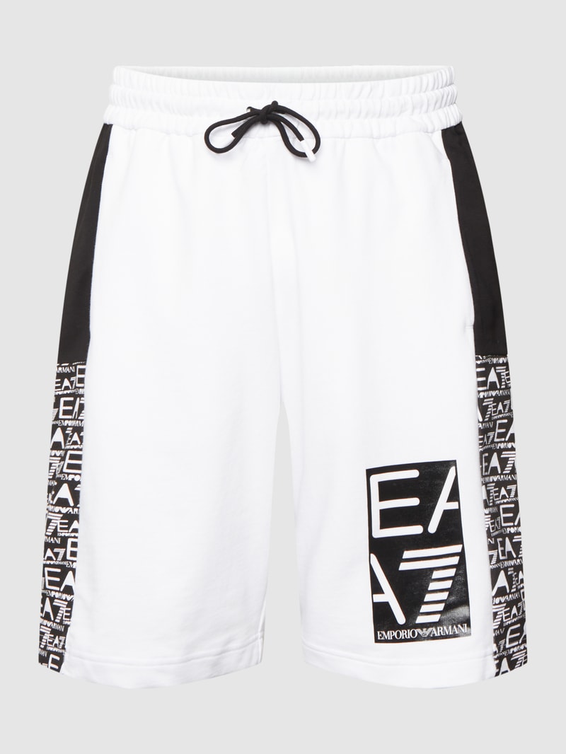 Sweatshorts mit Logo-Print in weiß