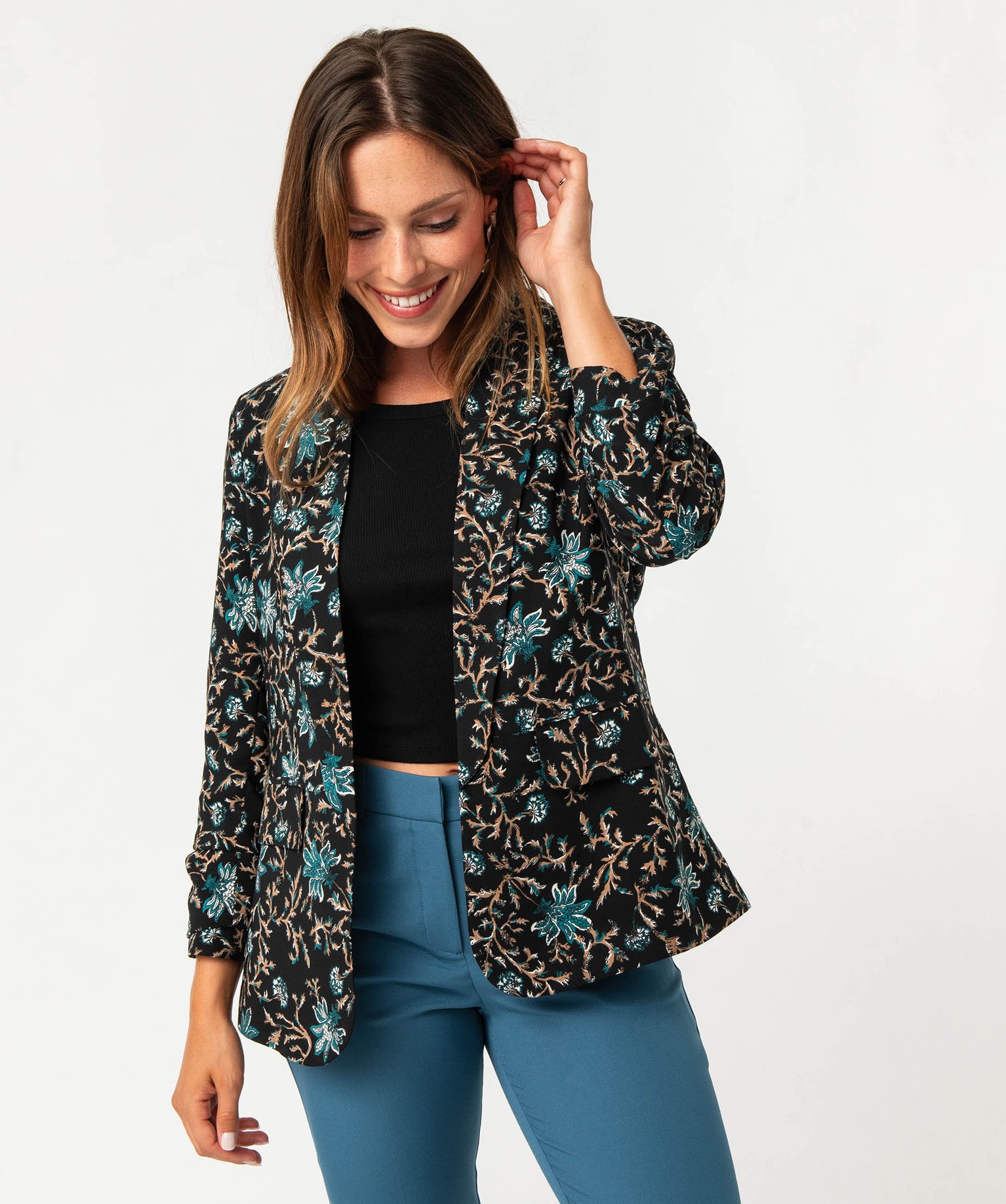Veste à manches froncées femme imprime | GEMO