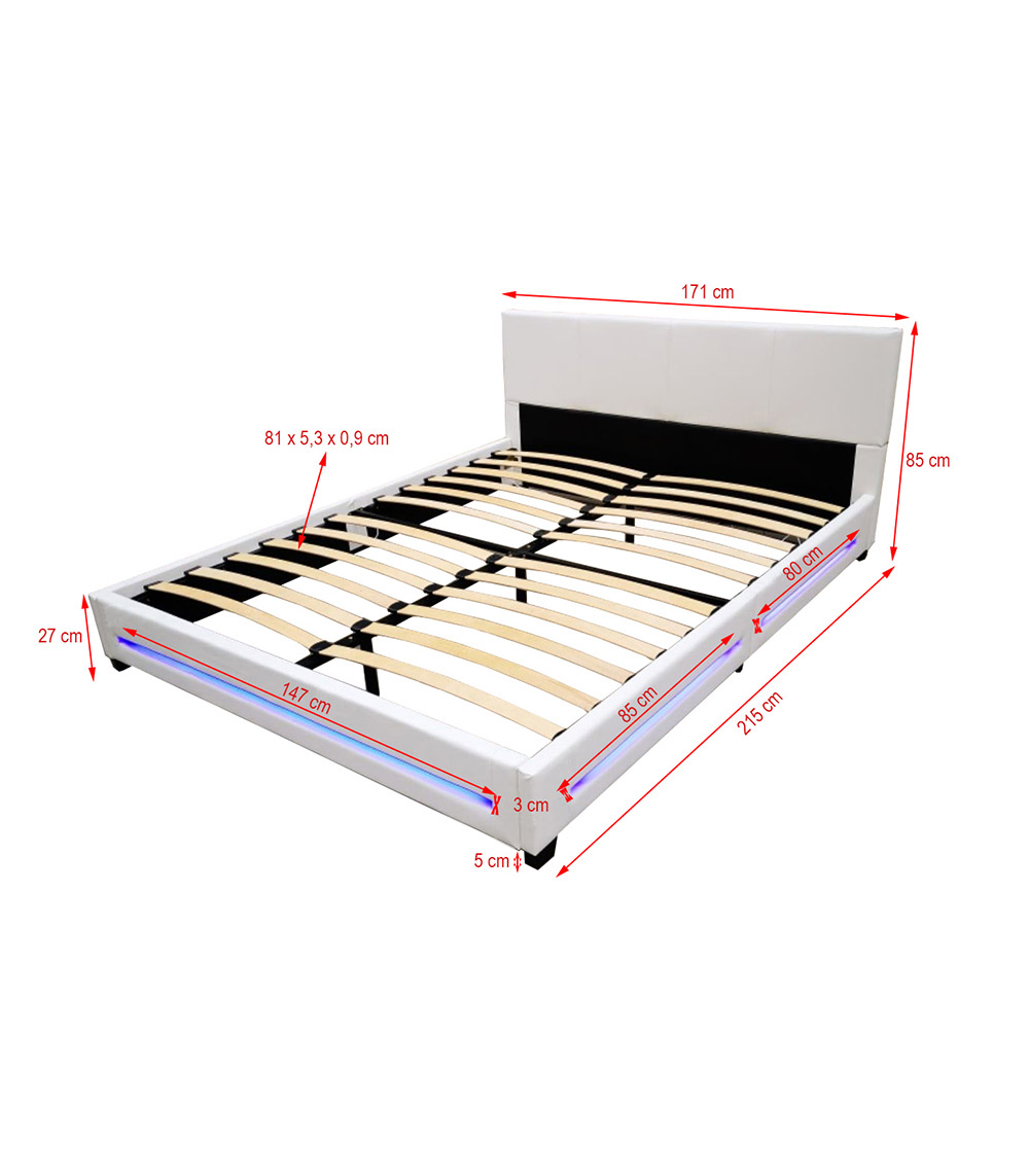 Home Deluxe LED Bett ASTEROID 160 x 200 Weiß