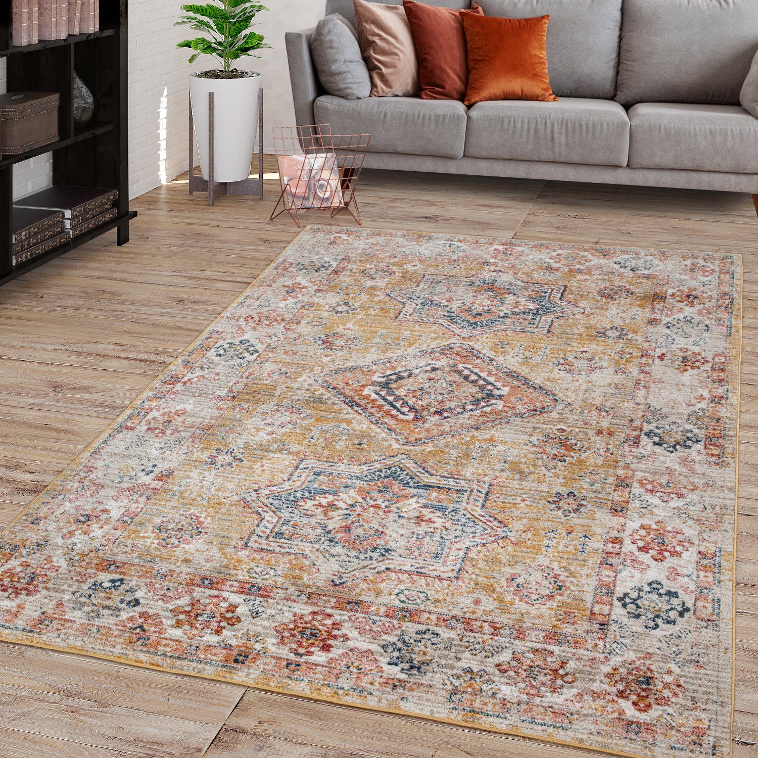 Teppich Wohnzimmer Teppich Kurzflor In Marokkanischem Design, TT Home, rechteckig, Höhe: 12 mm