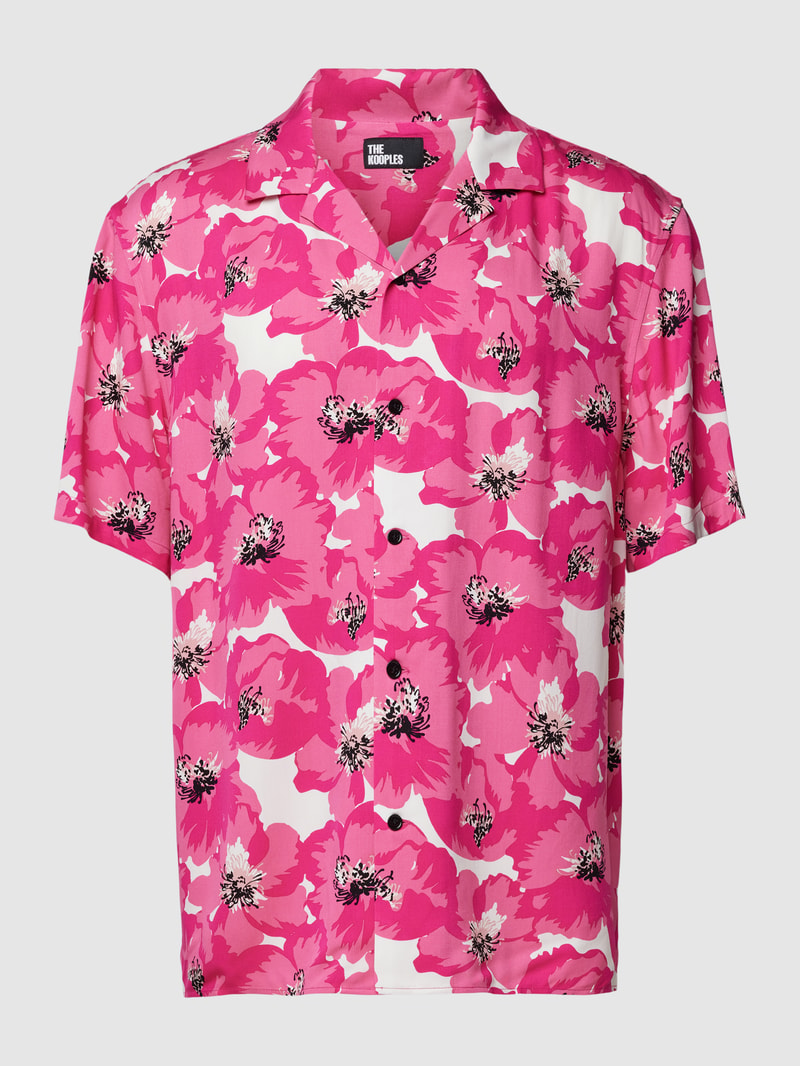 Freizeithemd aus Viskose mit floralem Muster in pink