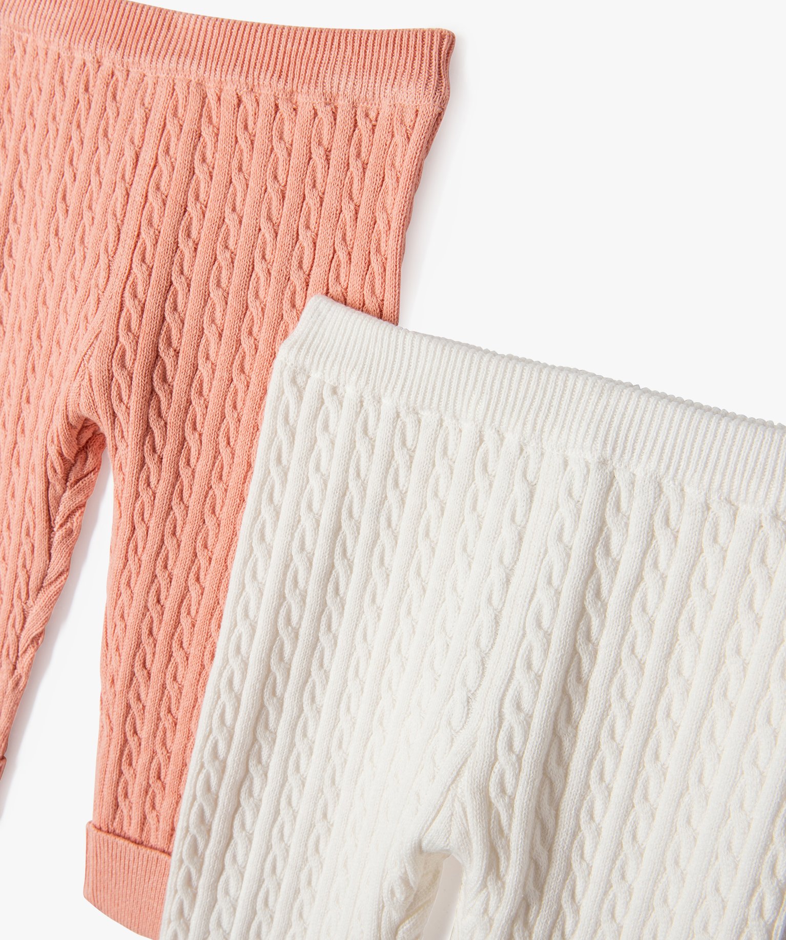 Pantalon bébé en maille torsadée (lot de 2) rose | GEMO