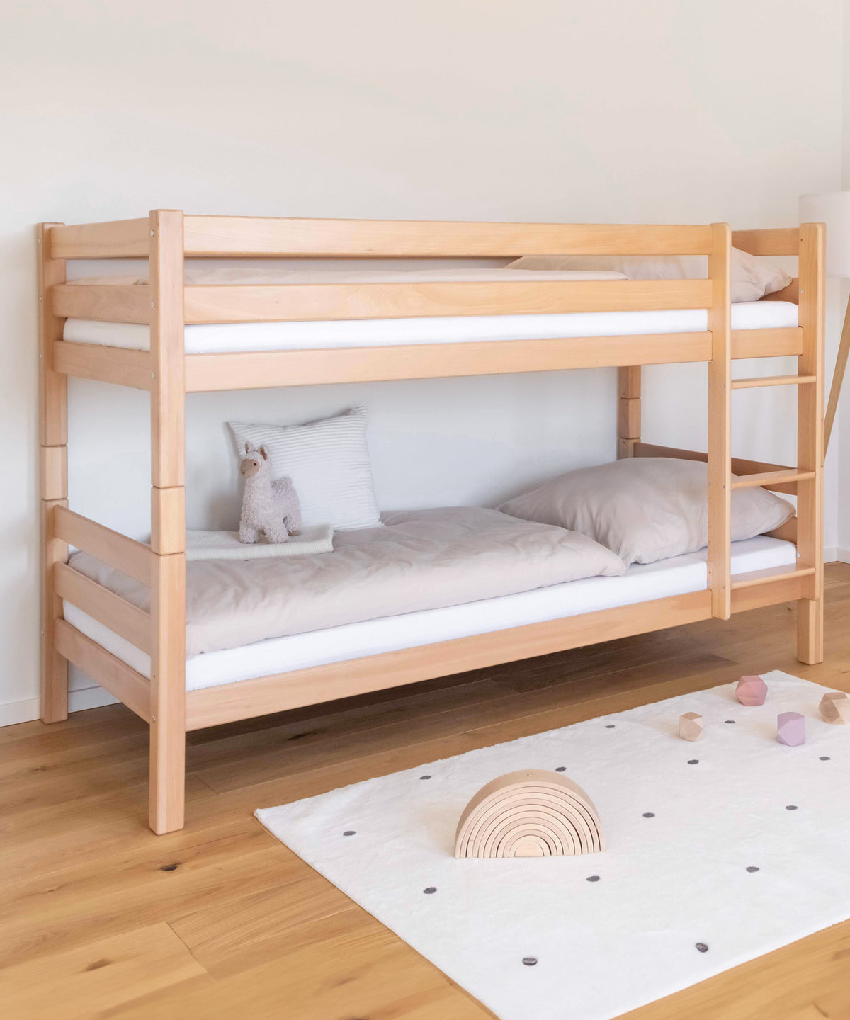 Etagenbett Buche Mittelhoch Transparent lackiert
