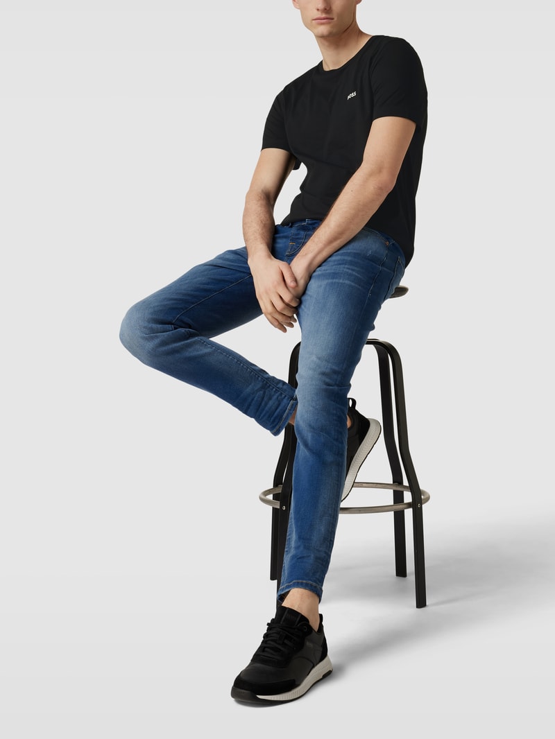 T-Shirt mit Label-Print Modell 'Tee' in schwarz