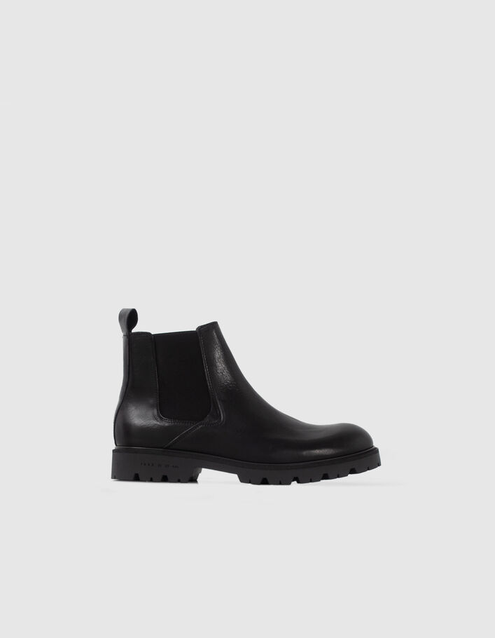 Chelsea boots noires en cuir semelles crantées Homme