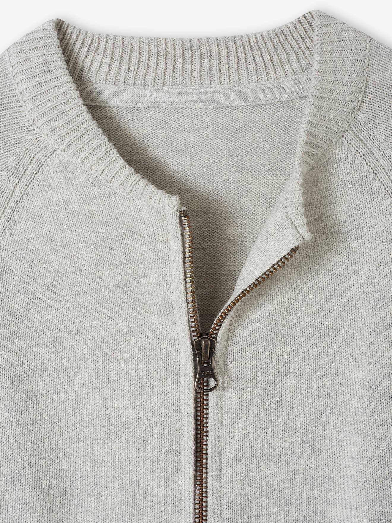 Vertbaudet Jungen Strickjacke im College, personalisierbar-Look Oeko-Tex - salbeigrün
