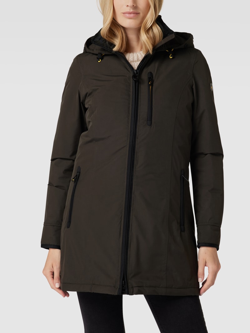 Jacke mit Label-Applikation Modell 'Westwind' in olivgrün
