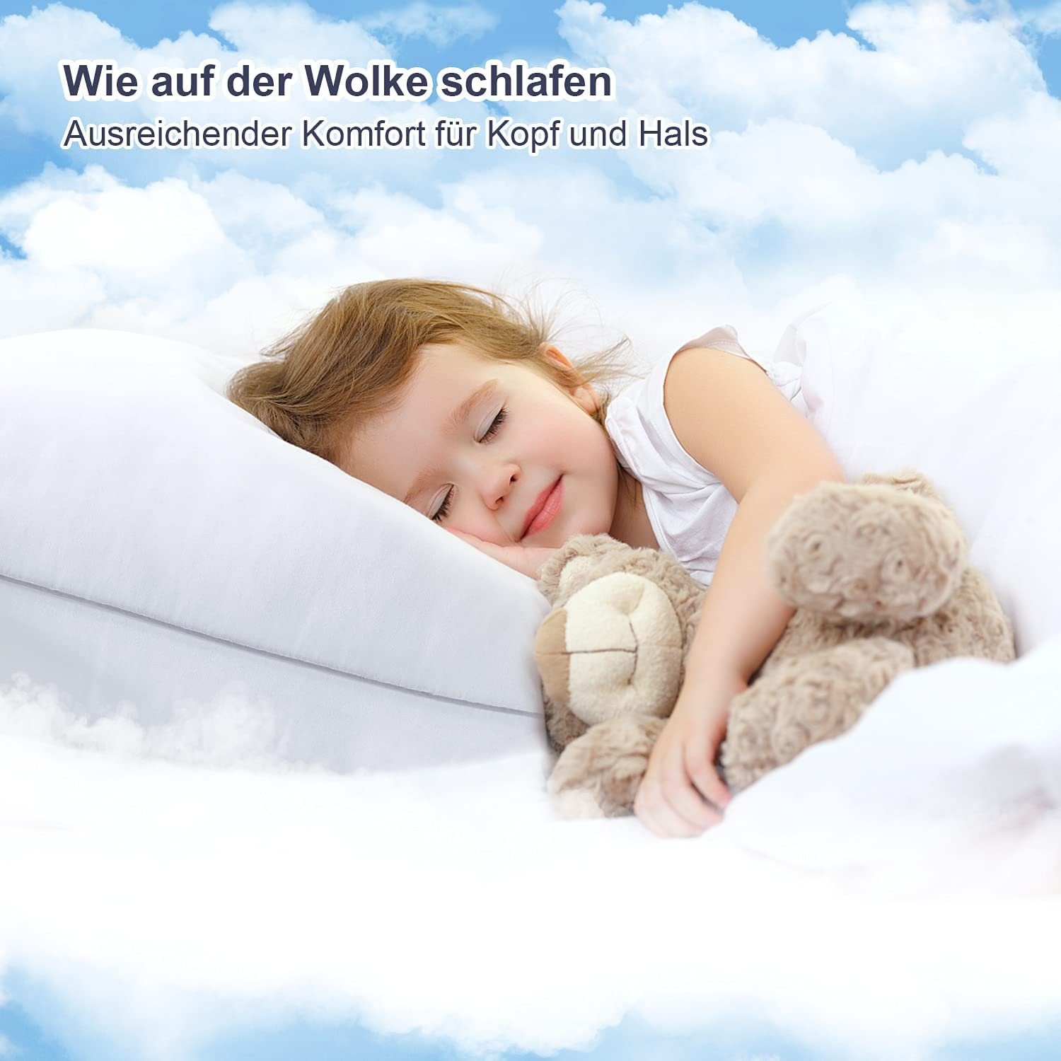 Kopfkissen Kopfkissen 2er Set, 80x80/40x80cm Zierkissen, BedStory, Waschbar 3D Mikrofaser Dekokissen Hotel Kissen Weich Hochwertig