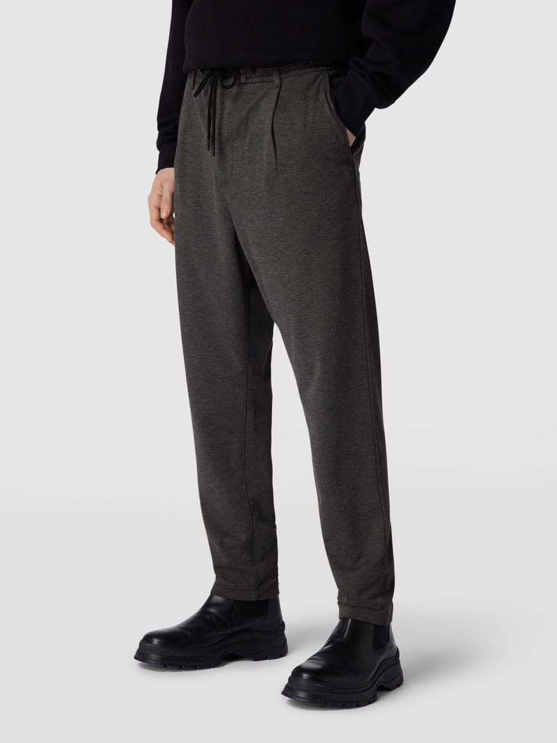 Tapered Fit Lounge-Hose aus Viskose-Mix Modell 'Skay' in mittelgrau meliert