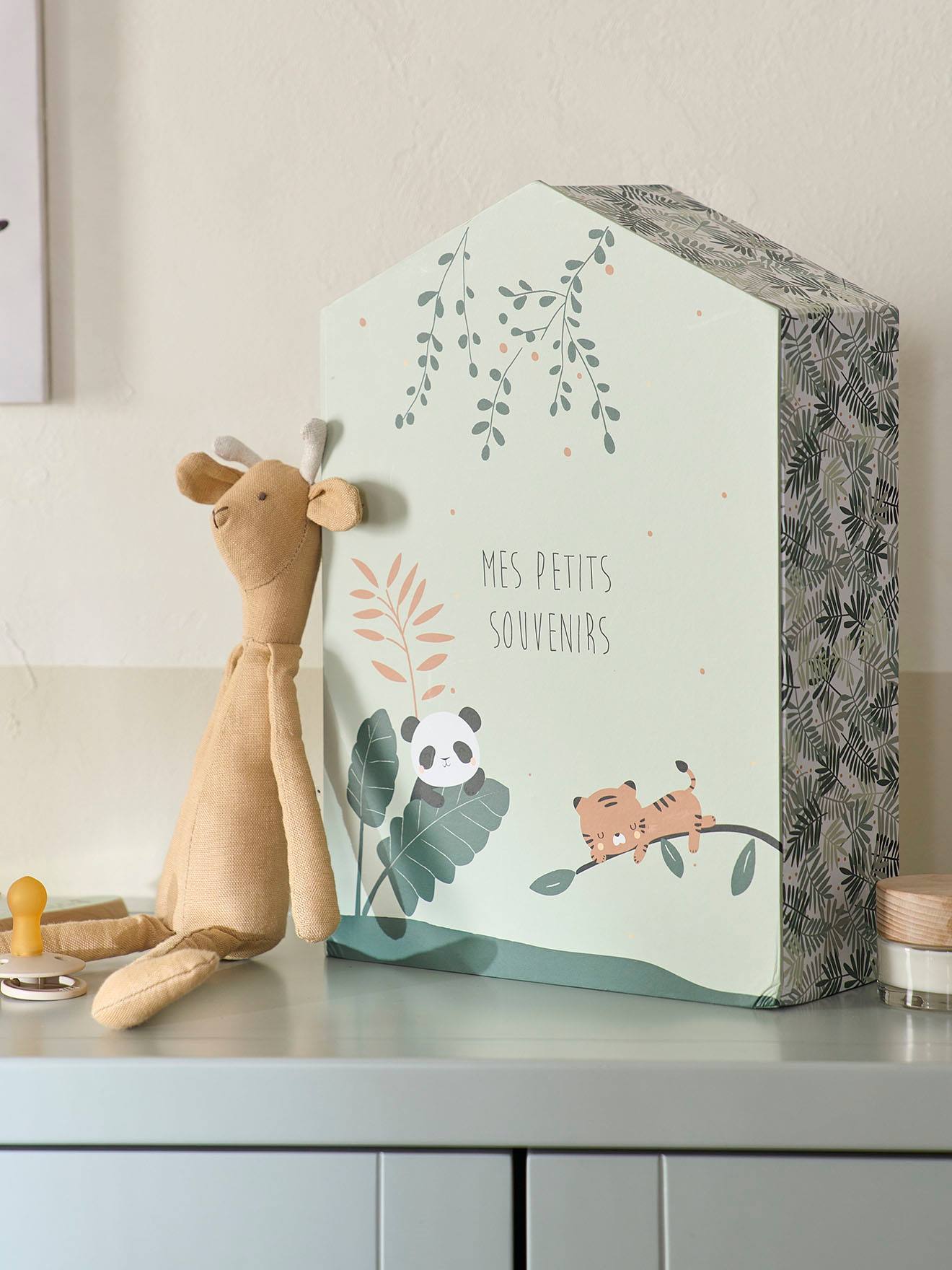 Vertbaudet Baby Erinnerungsbox PANDAFREUNDE auf Französisch - aqua