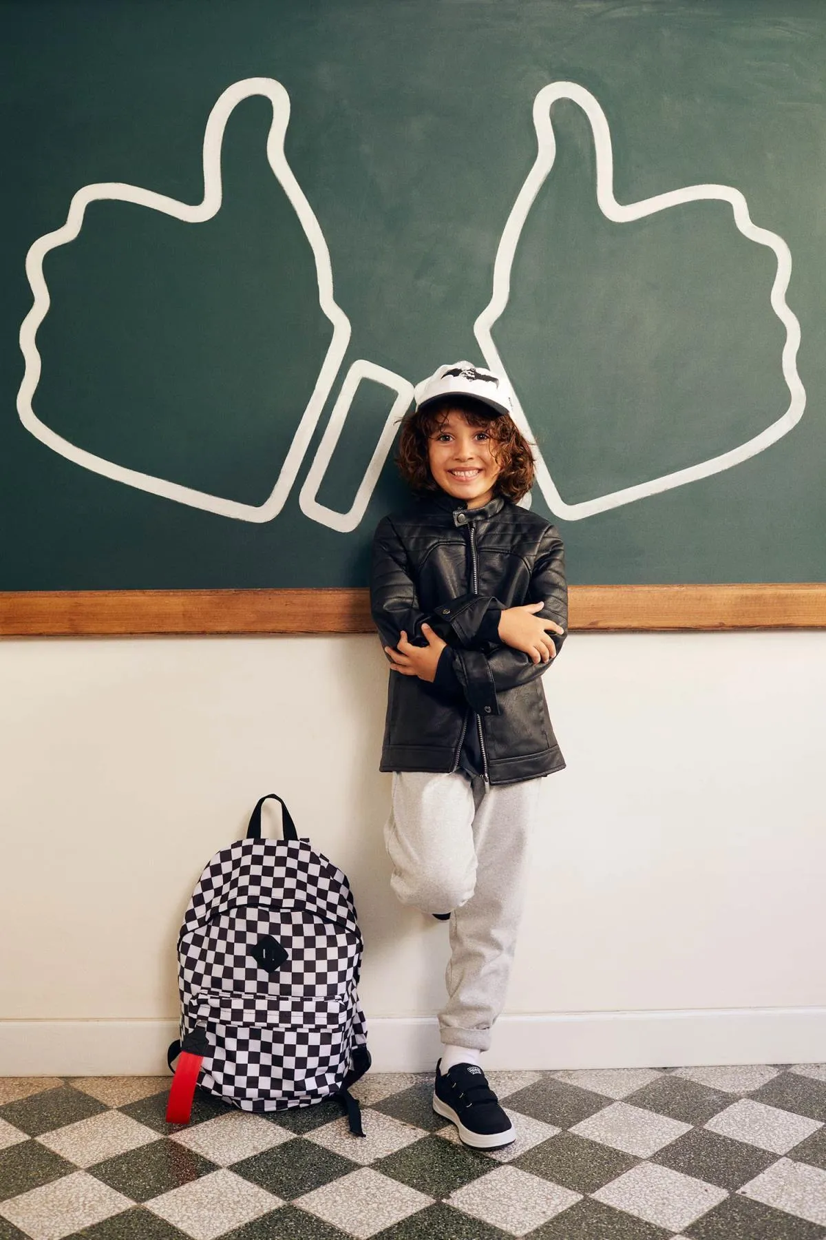 DeFacto  Schulrucksack mit Schachbrettmuster, Unisex, selbstheilend, wasserabweisend V3075azns