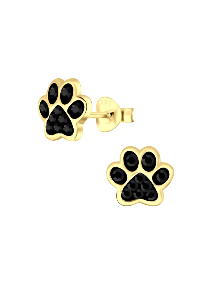 Alexander York Ohrstecker PFOTE schwarz 925 Sterling Silber in Gold, 2-tlg. günstig kaufen onesize