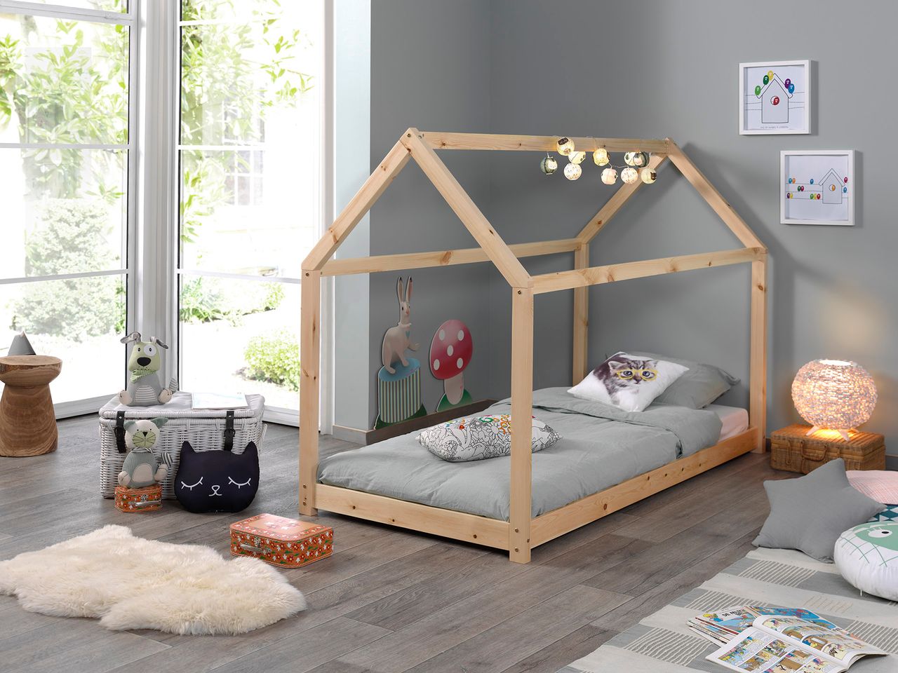VIPACK Hausbett Liegefläche 90 x 200 cm natur