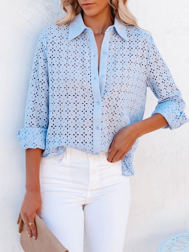 Milan Kiss Bluse in Hellblau günstig kaufen