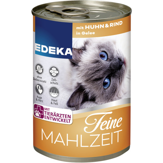 EDEKA Feine Mahlzeit mit Huhn & Rind in Gelee 400G
