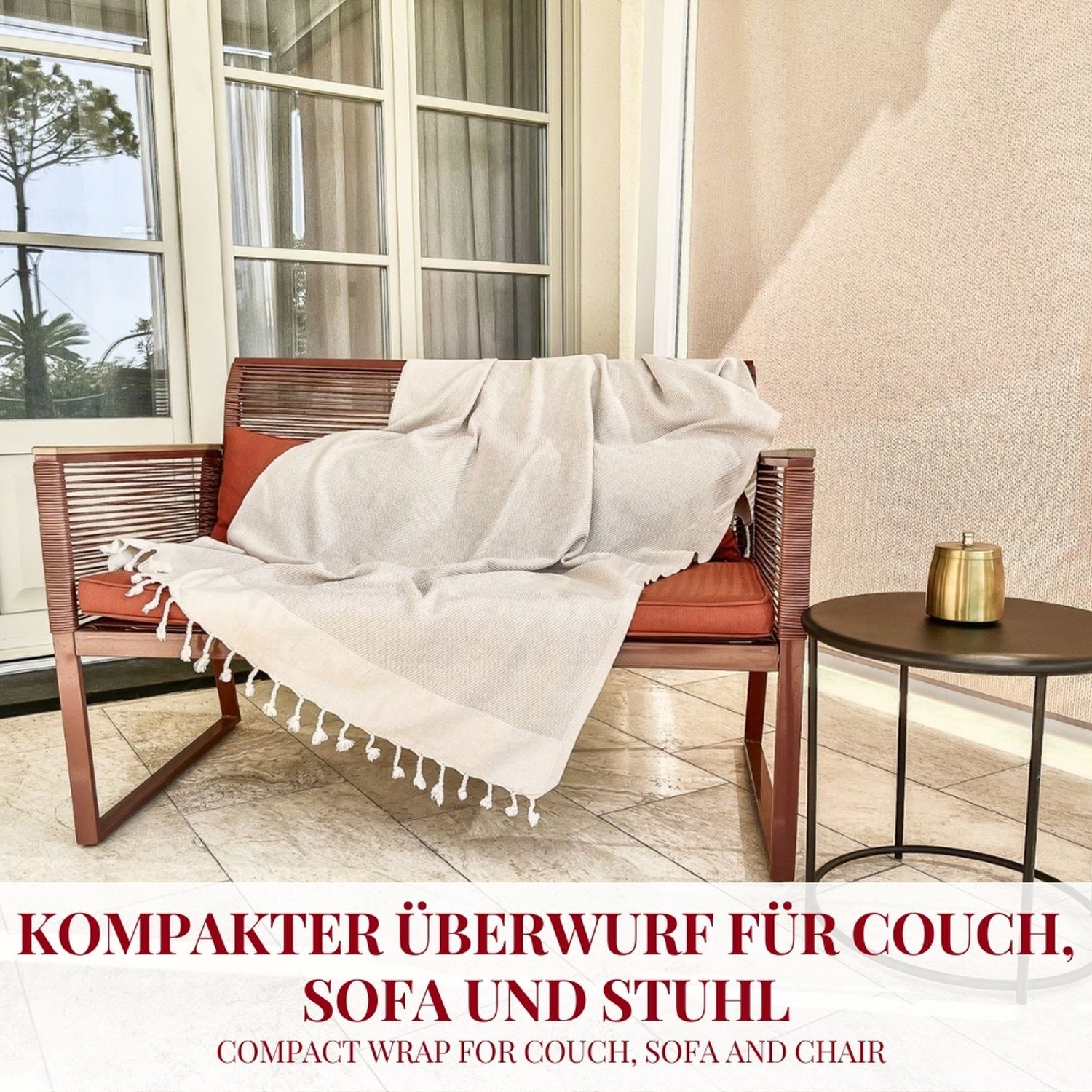 Carenesse Hamamtuch Favo 90 x 170 cm schwarz I Hamam Handtuch 100% Baumwolle Pepita Muster, Baumwolle (1-St), Pestemal Fouta Strandtuch Beachtowel Dekotuch Couchdecke Sofadecke