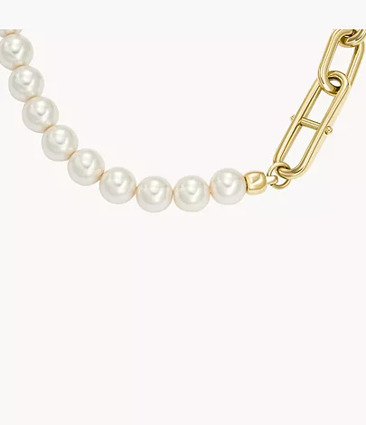 Fossil Kette Heritage Pearl D-Link Edelstahl goldfarben